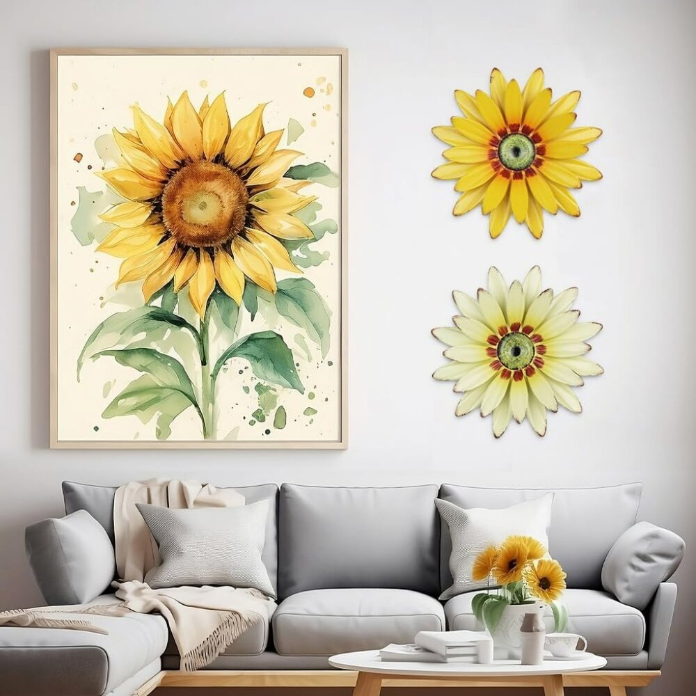 2 Big‎ Outdoor Indoor Metal Flowers Wall Decor Home Patio Outside Deck Pool Area